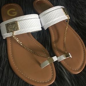 Guess Shoes - Guess White and Gold Sandals Size 7.5 NEVER WORN Guess Shoes - Guess White and Gold Sandals Size 7.5 NEVER WORN